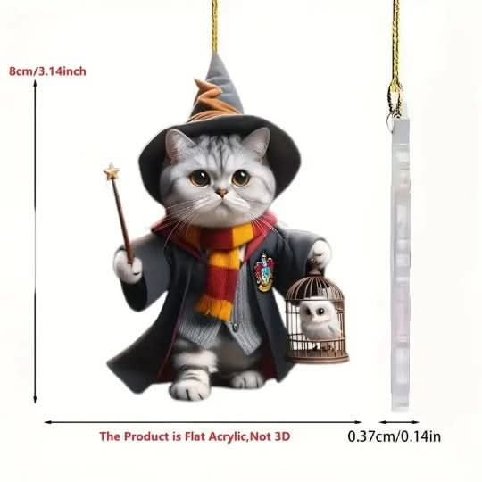 Magic Cat Acrylic Car Pendant Keychain