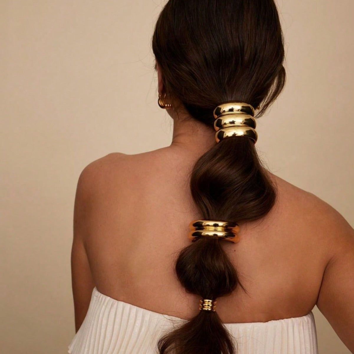 Gold Triple Tube Hair Clip – Modern Minimalist Metal Hair Accessory for Women