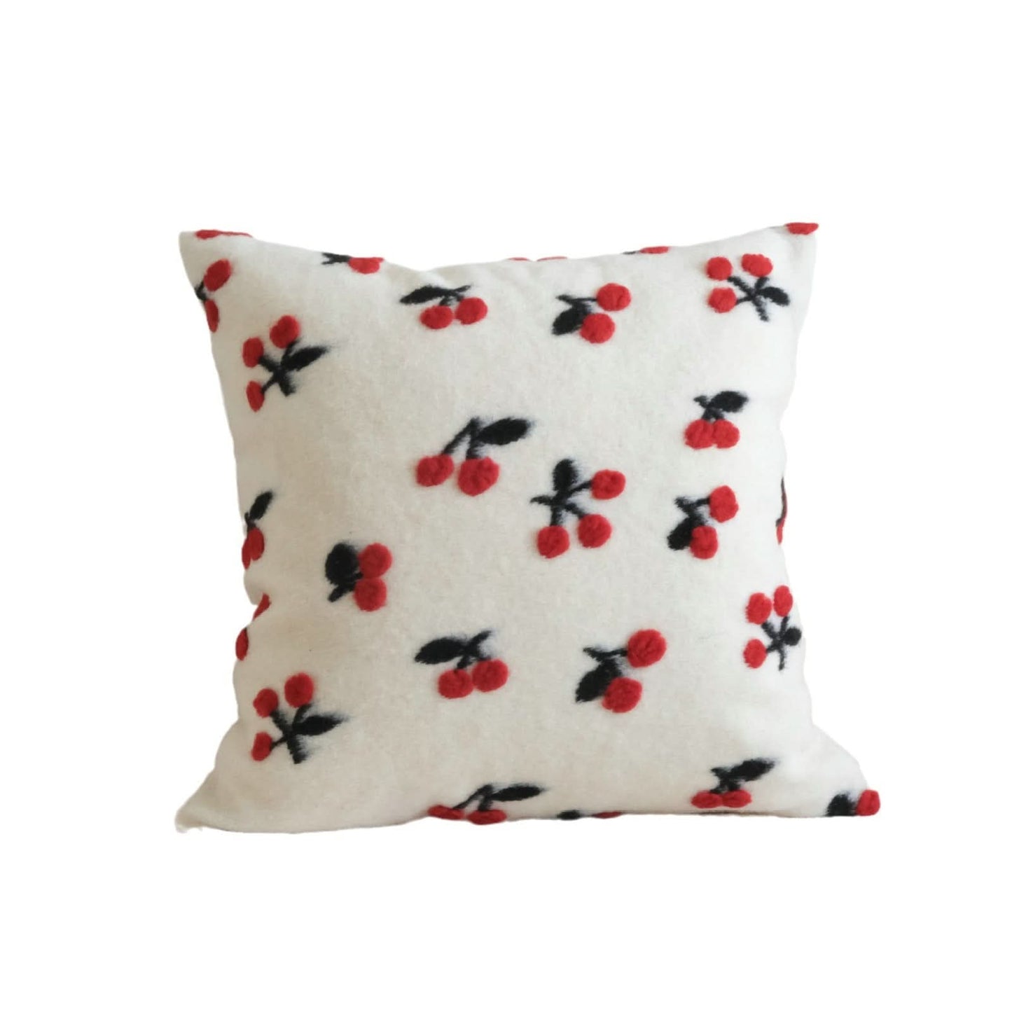Small Fresh 3D Cherry Wool Pillow - Decorative Cushion