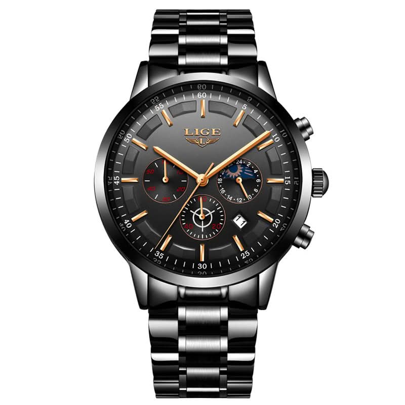 Men’s Stainless Steel Chronograph Watch – Sports Business Timepiece