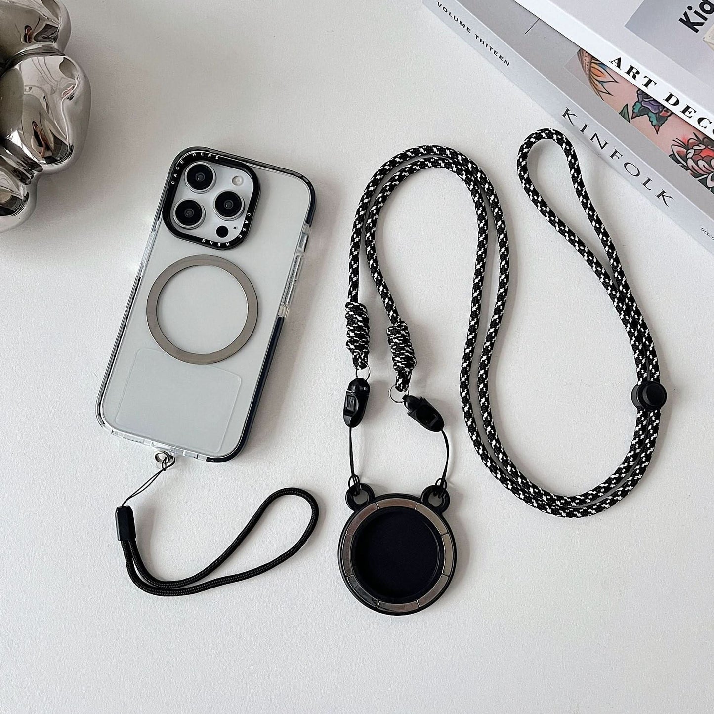 Cute Magnetic Bear MagSafe Phone Case with Crossbody Lanyard