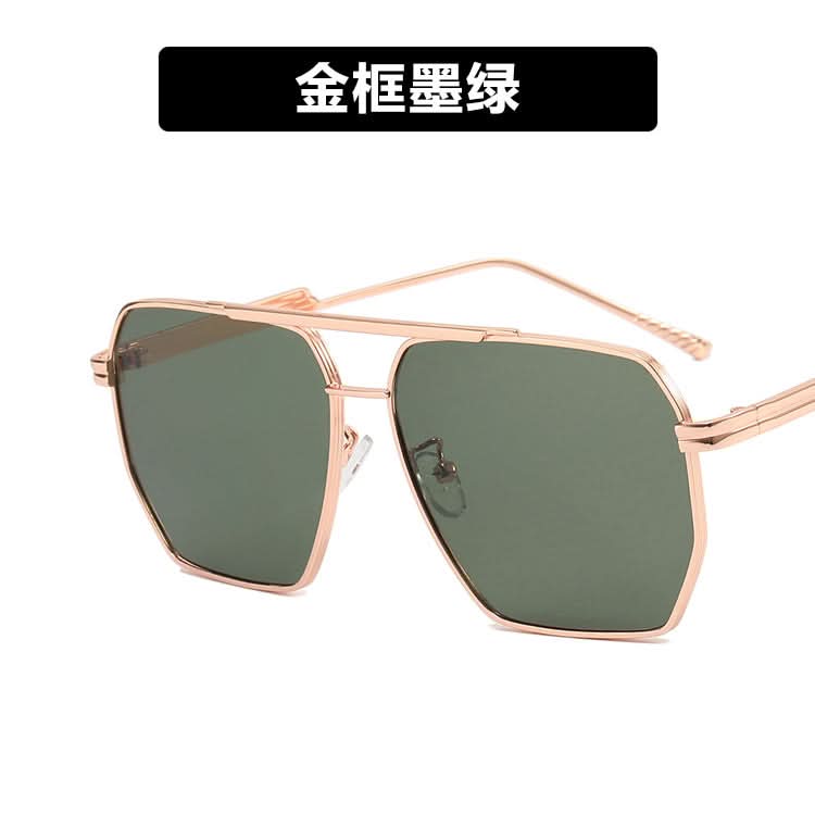 Double-Beam Pilot Sunglasses – UV400 Protection, Retro Polygonal Style