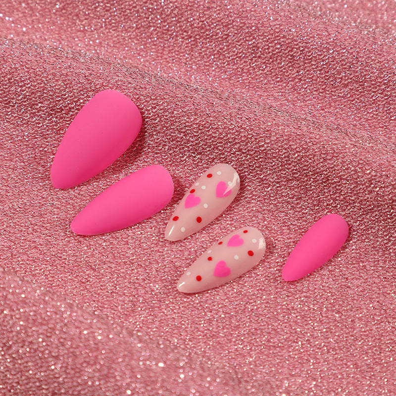 Rose Red Almond Press-On Nails – Valentine’s Day Love Nail Art