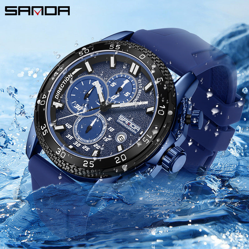 SANDA Men’s Chronograph Quartz Watch – Luminous Waterproof Sports Watch