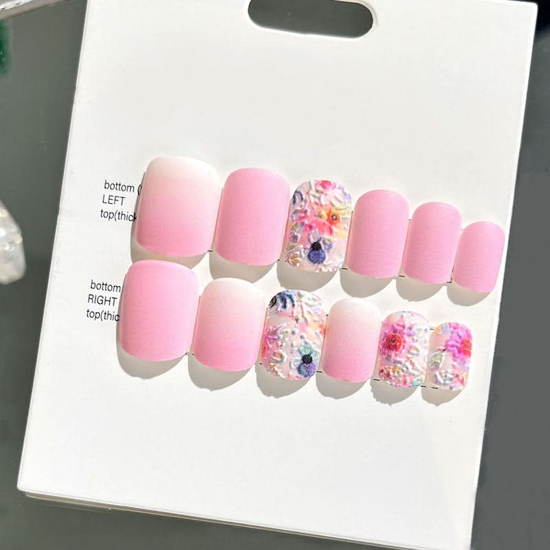 Wearable Embossed Short Bride Nail Art – Finished 3D False Nail Stickers