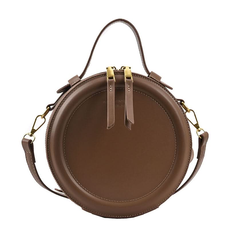 Women's Retro Round Messenger Bag – Handbag with Zipper Closure