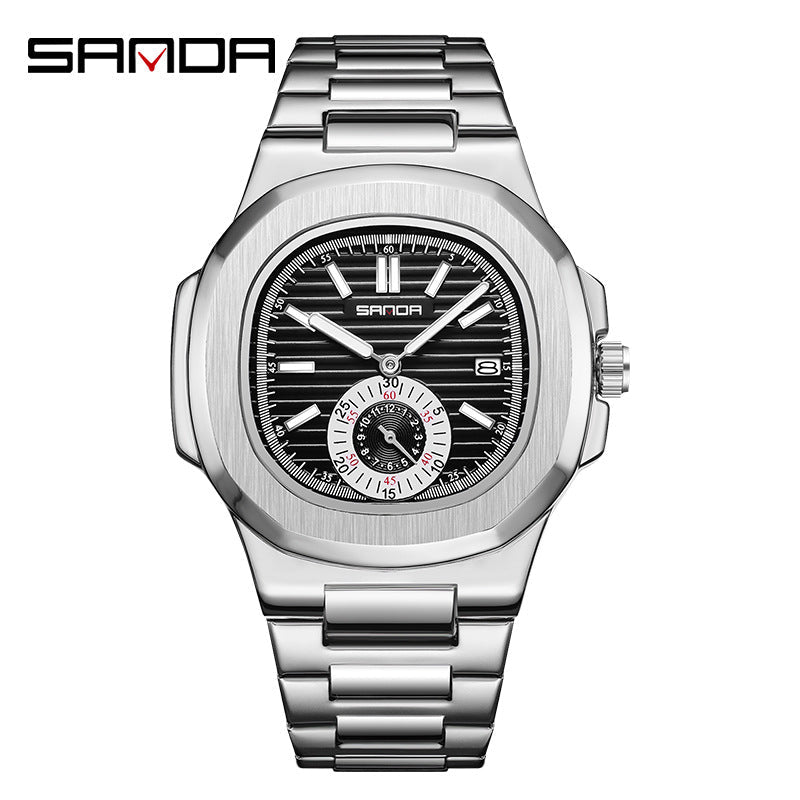 SANDA Luminous Stainless Steel Men’s Quartz Watch – Waterproof Analog Watch
