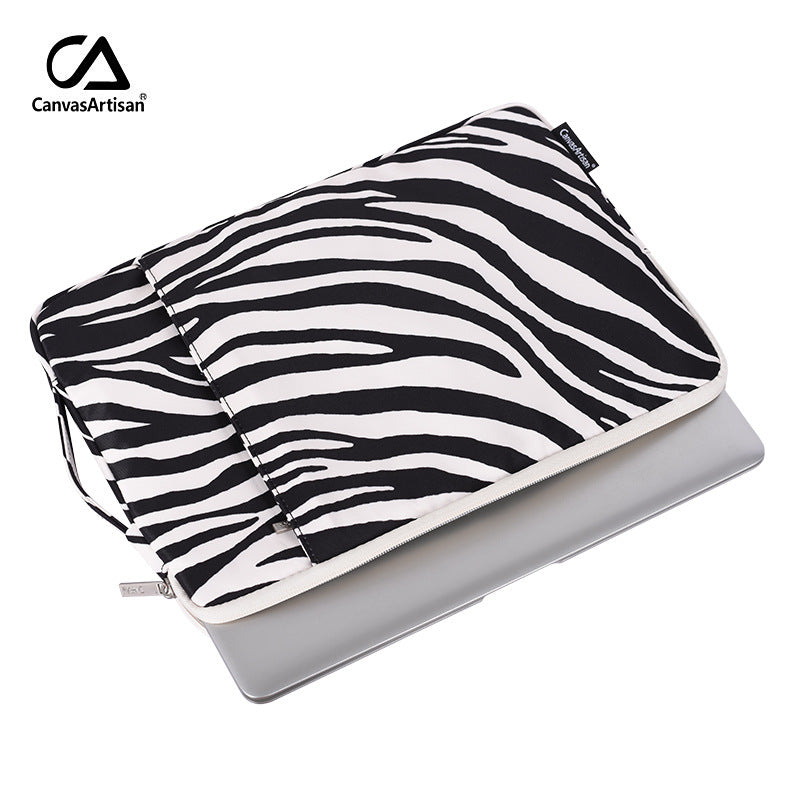 Dual Compartment Zebra Laptop Sleeve – Waterproof Protective Case for 11-15 Inch Laptops