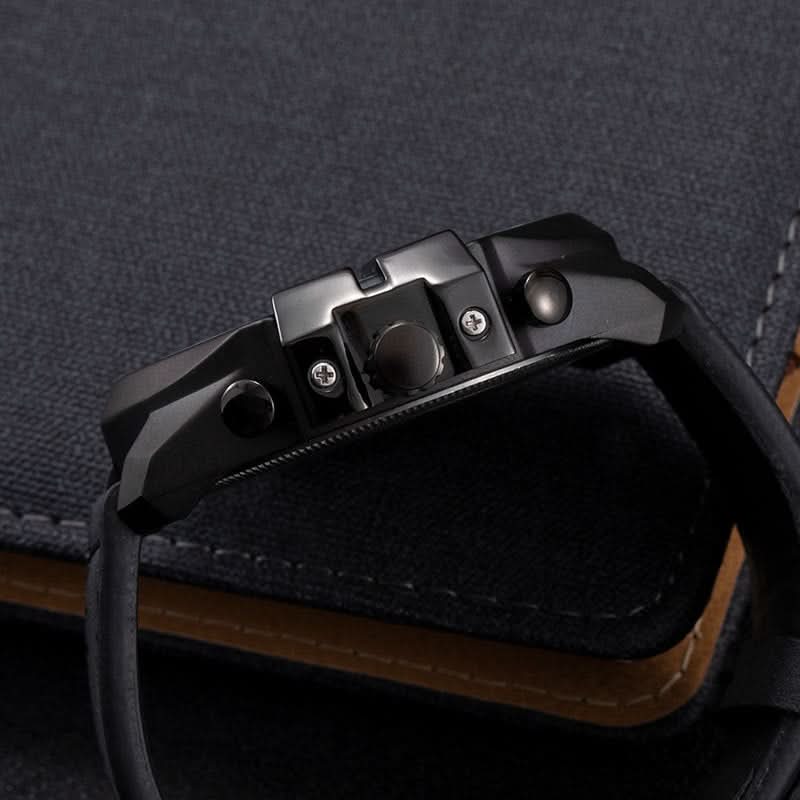 Men’s Oversized Quartz Watch with Calendar –Leather Strap Business Casual Timepiece