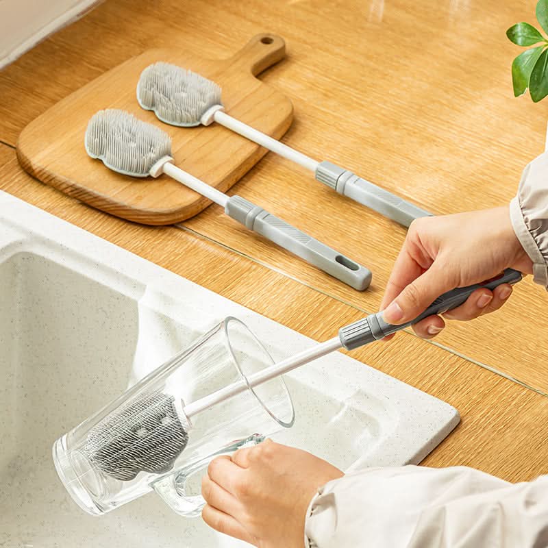 Retractable Cup Brush – Long Handle Bottle & Teacup Cleaning Brush with Sponge