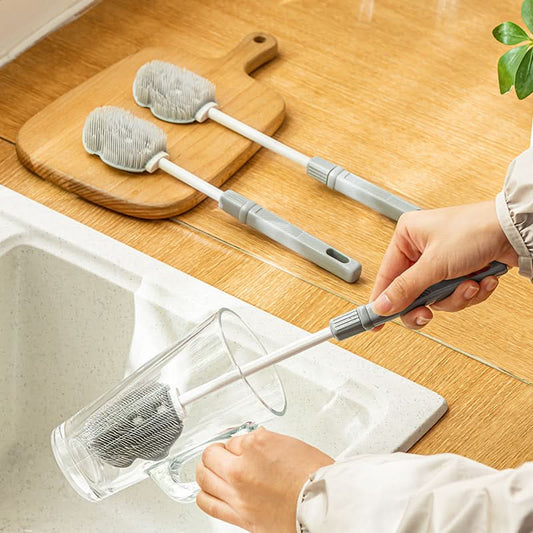 Retractable Cup Brush – Long Handle Bottle & Teacup Cleaning Brush with Sponge