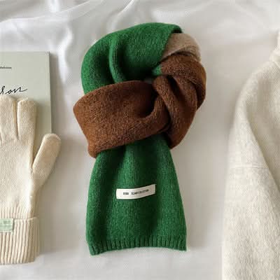 Contrast Color Knitted Scarf for Women
