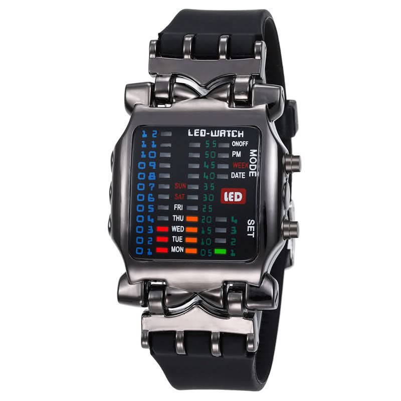 Binary LED Digital Watch – Trendy Rectangular Design for Students
