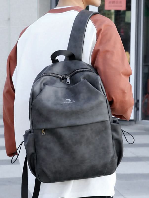Men's PU Leather Campus Backpack – Travel & Laptop Bag, Retro Style