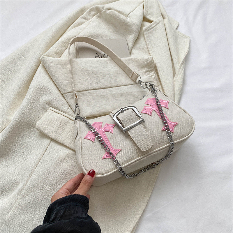 Canvas Small Square Shoulder Bag – Women’s Street Style Underarm Handbag