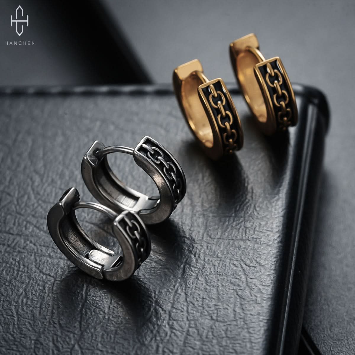 Men’s Trendy Chain Hoop Earrings – Retro Street Style Jewelry