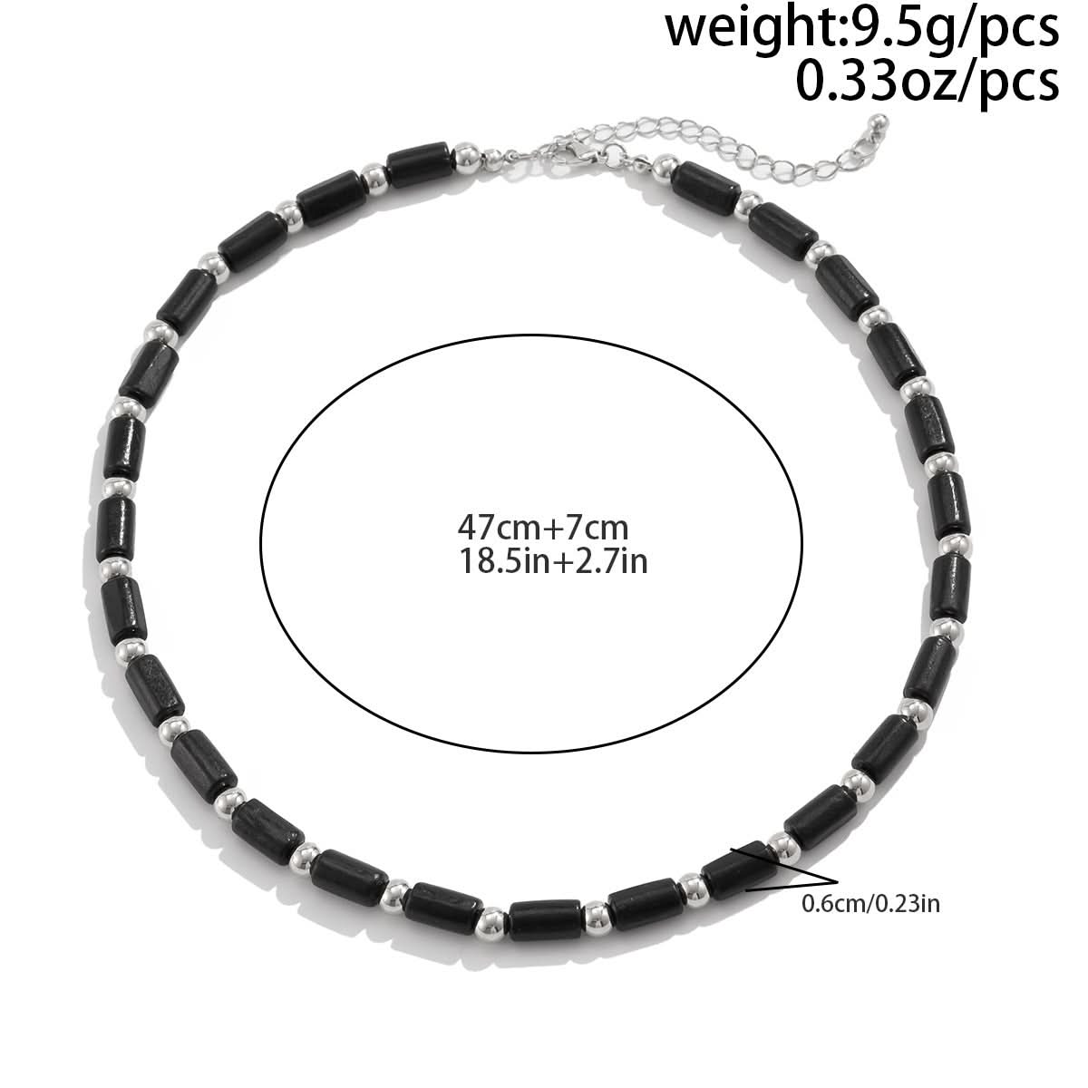 Men’s Black Wooden Bead Surfer Necklace