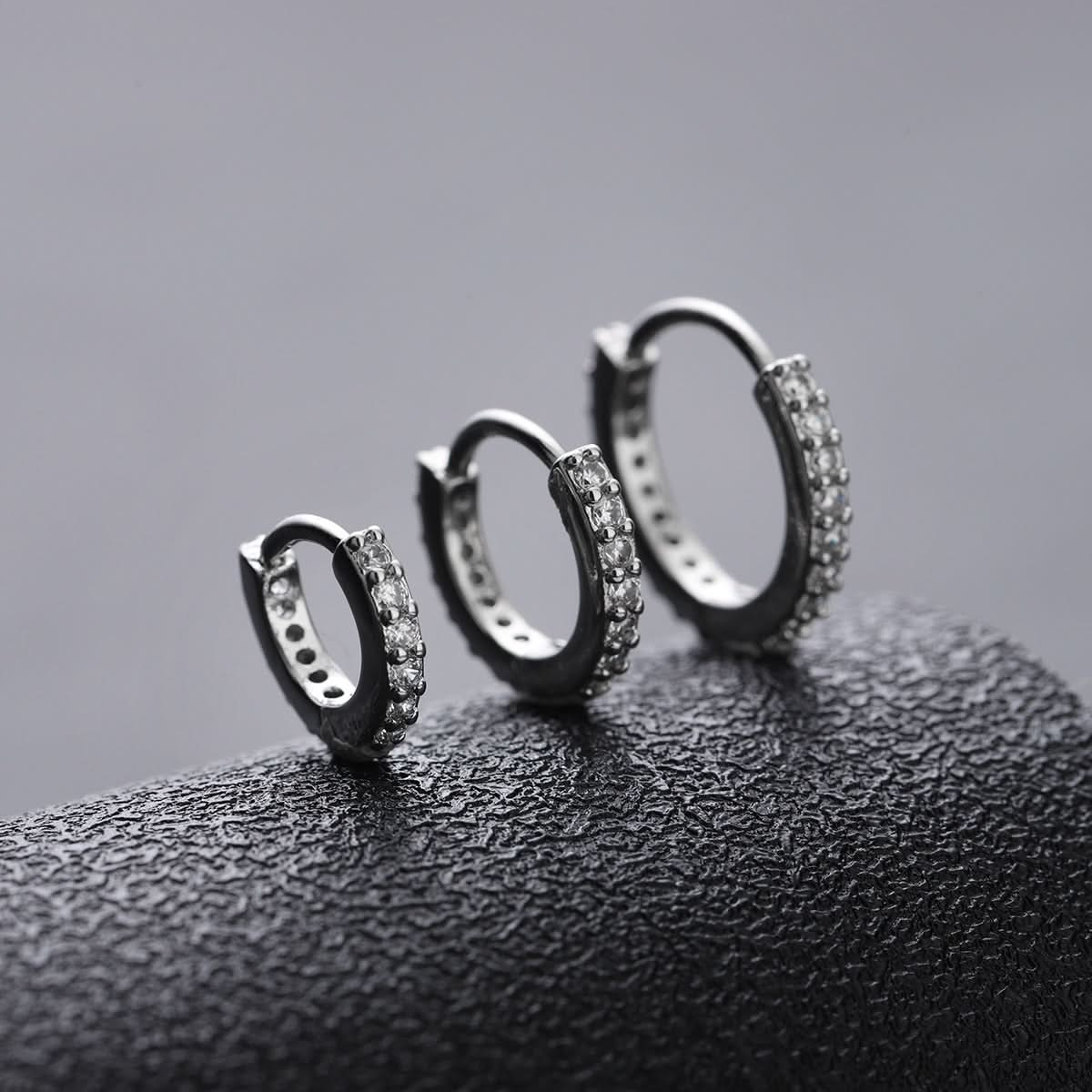 Men’s Trendy Zircon Hoop Earrings - Round Crystal Jewelry