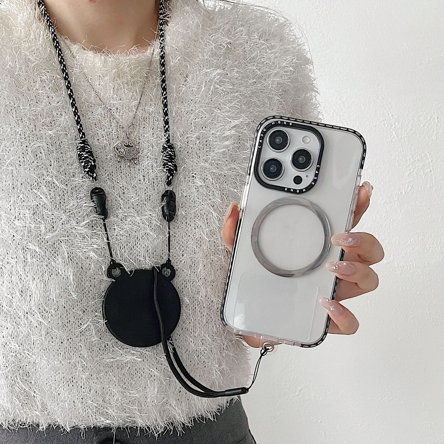 Cute Magnetic Bear MagSafe Phone Case with Crossbody Lanyard
