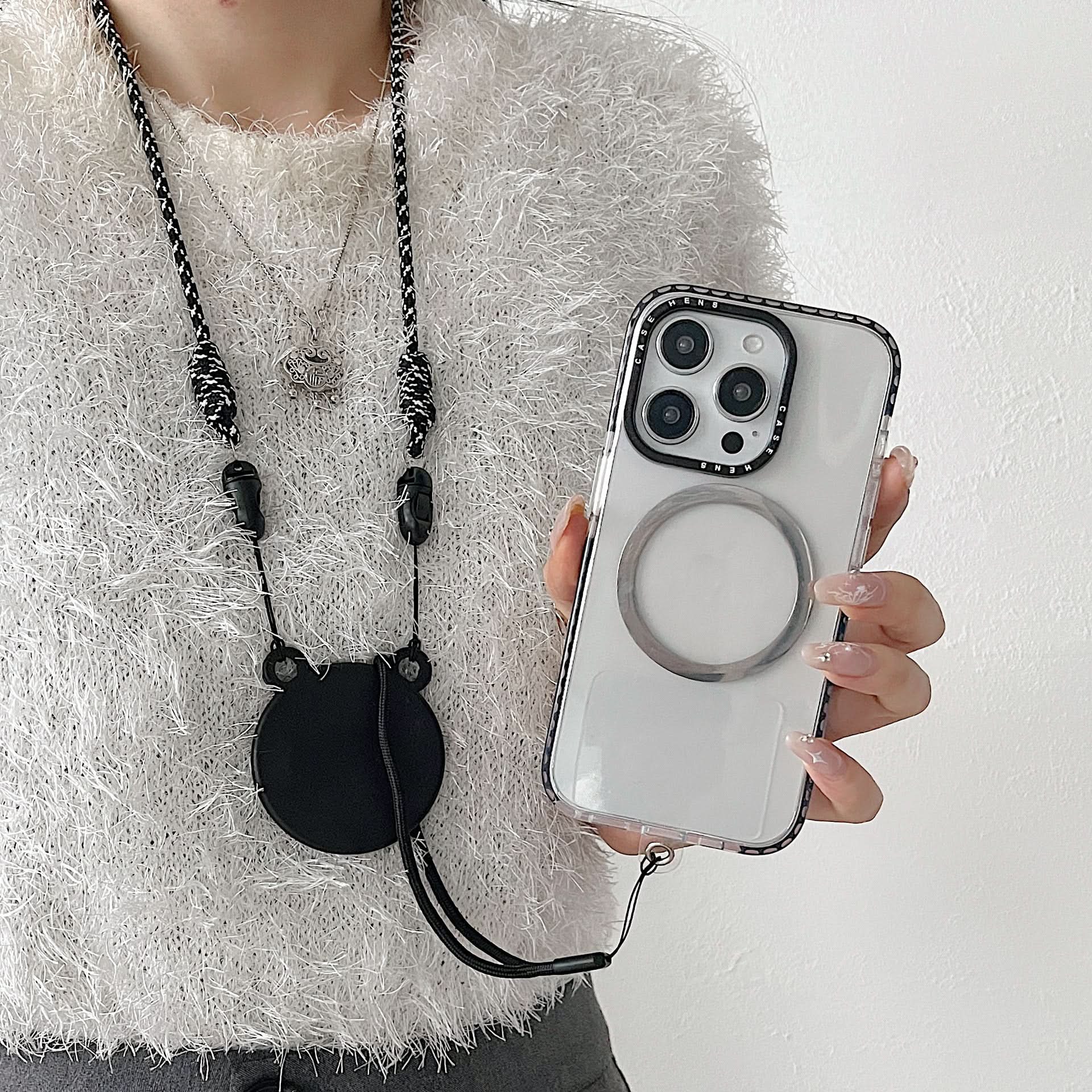 Cute Magnetic Bear MagSafe Phone Case with Crossbody Lanyard