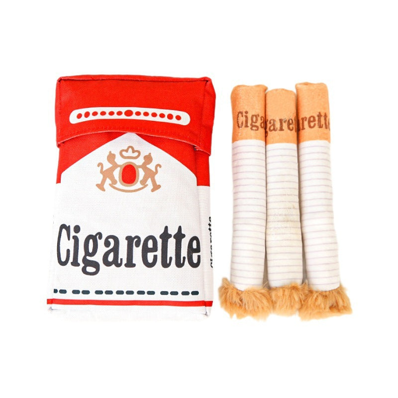 Plush Dog Chew Toy Set – Squeaky Cigarette Box Design, Sound-Making Pet Toys