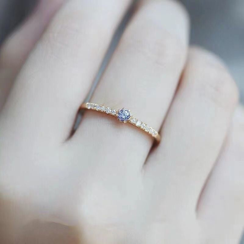 Elegant Blue Tanzanite Adjustable Ring for Women – Light Luxury Zircon Inlaid Jewelry