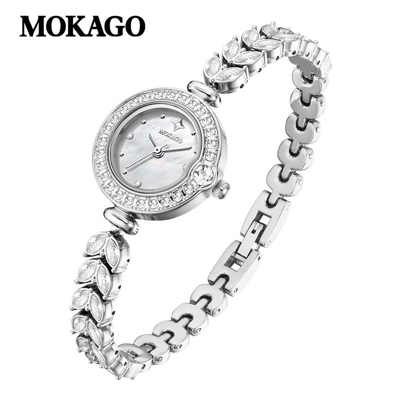 MOKAGO Women's Quartz Watch – Mermaid Tail Alloy Bracelet, Waterproof Timepiece