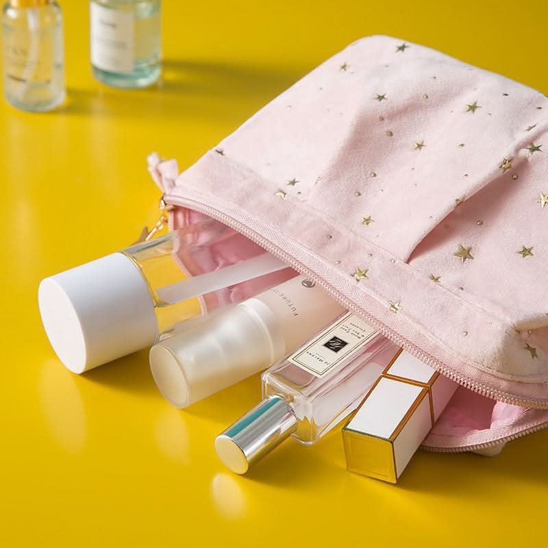 Velvet Makeup & Toiletry Bag - Portable Cosmetics Storage