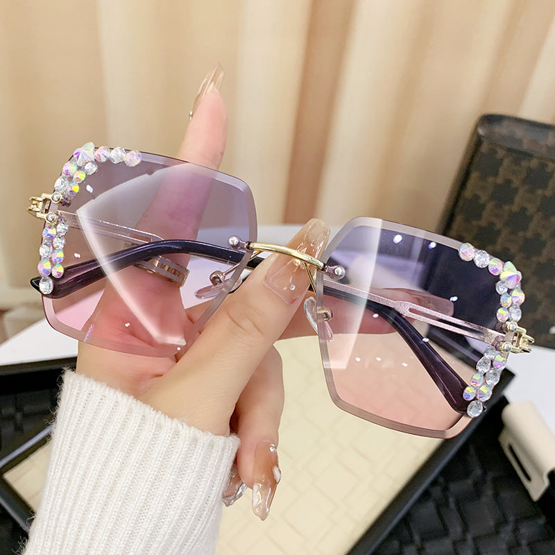 Women’s Square Frame Sunglasses – Glitter Diamond UV400 Fashion Shades