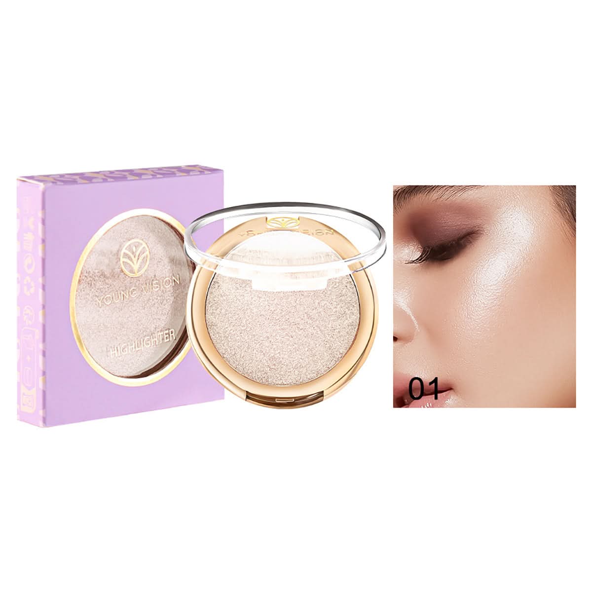 YOUNG VISION Baked Highlighter Powder – Brightening & Contouring, Polarized Glow