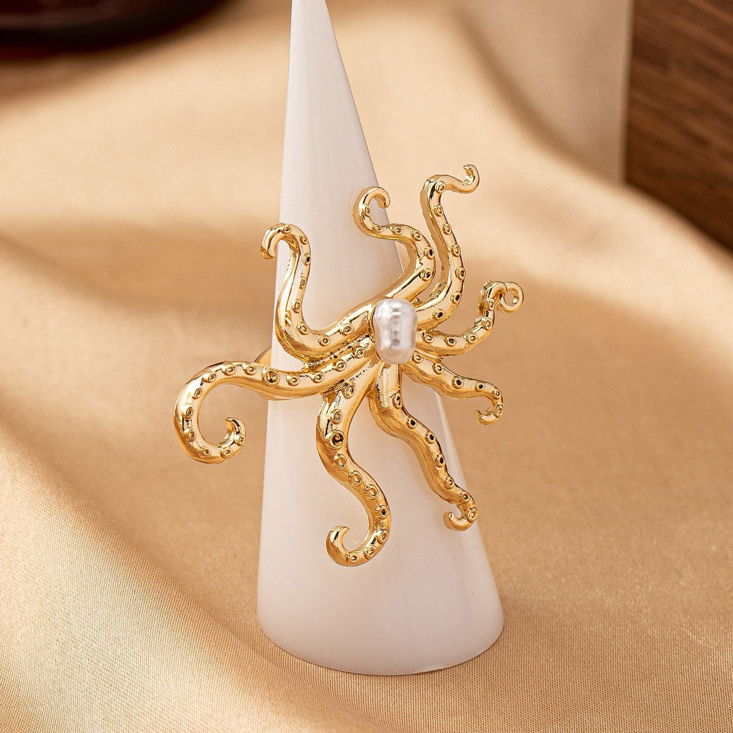 Gold Octopus Adjustable Ring for Women – Trendy Streetwear Statement Jewelry