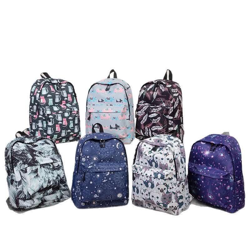 Nylon Backpack for School – Unisex Fashion Backpack with Clear Sweet Prints