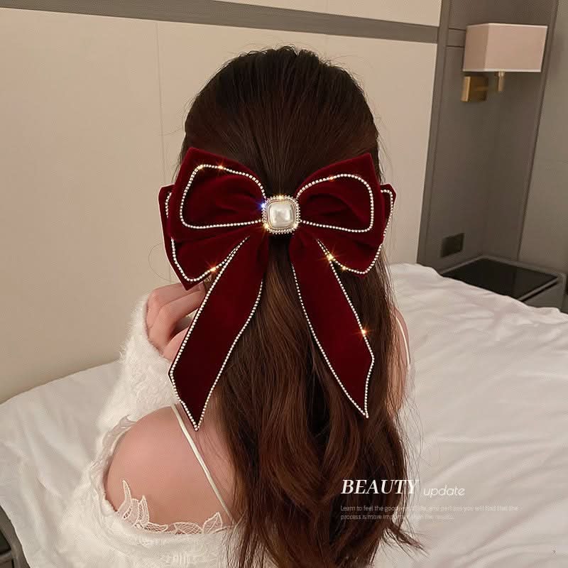 2-Piece Pearl-Edge Double Layer Bow Hairpins