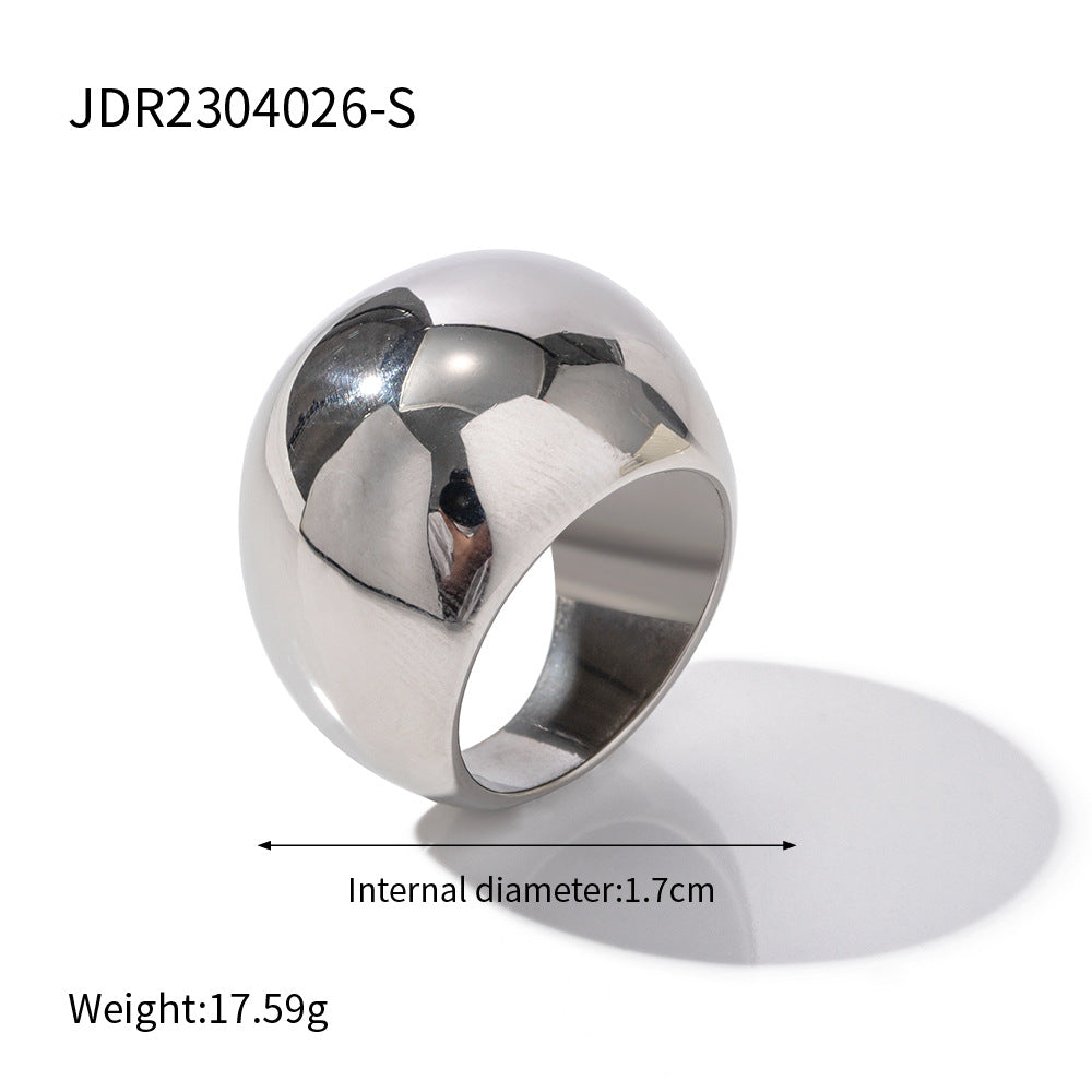 Trendy Gold & Silver Stainless Steel Dome Ring – Bold Adjustable Statement Jewelry