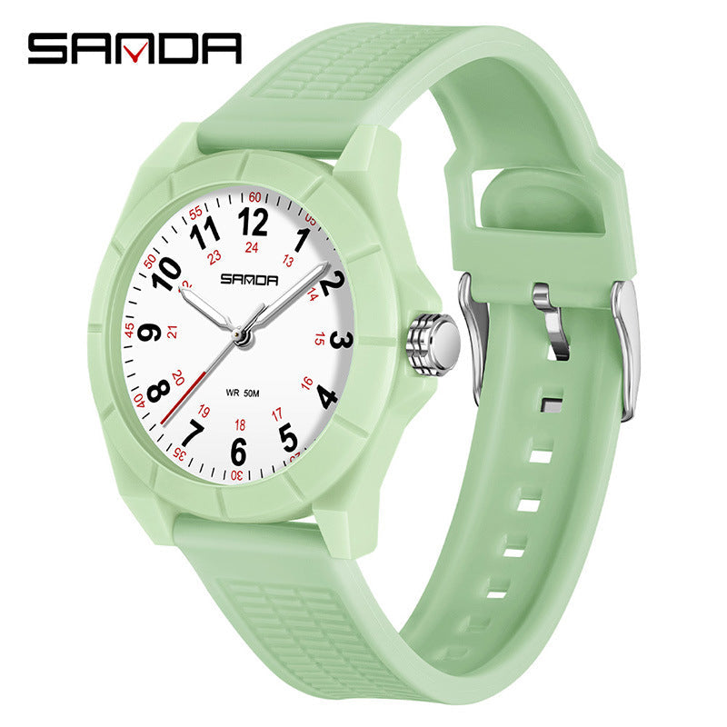 Sanda Luminous Student Quartz Watch – Waterproof Casual Kids Wristwatch