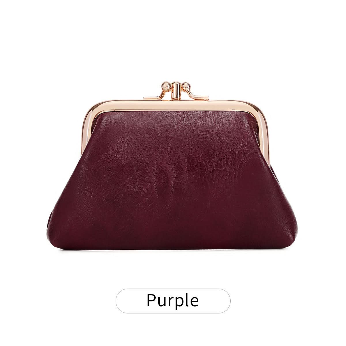 Women's PU Leather Coin Purse – Retro Clip Key Card Wallet