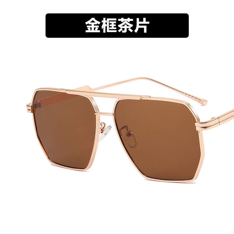 Double-Beam Pilot Sunglasses – UV400 Protection, Retro Polygonal Style