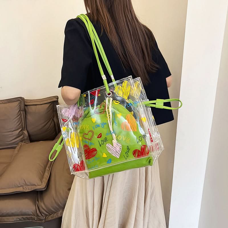 Women's Transparent Trendy Shoulder Tote Bag
