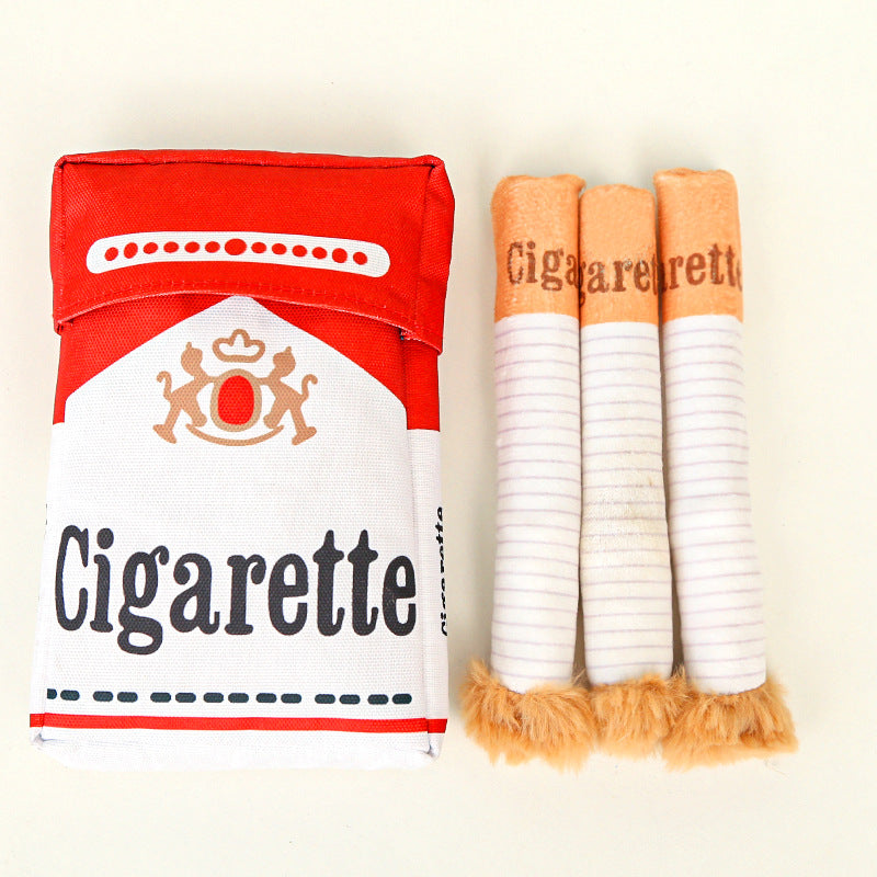 Plush Dog Chew Toy Set – Squeaky Cigarette Box Design, Sound-Making Pet Toys