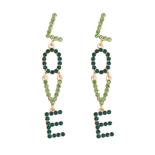 LOVE Letter Earrings – Alloy Full Diamond Statement Jewelry for Women