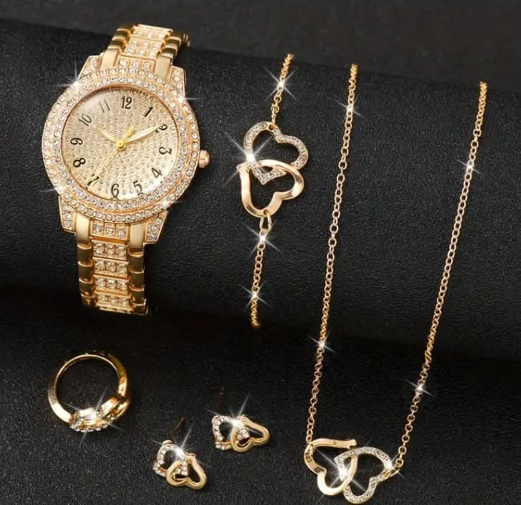 Luxury Full-Diamond Steel Quartz Watch – Roman Numerals, Hip-Hop Style Bracelet Set