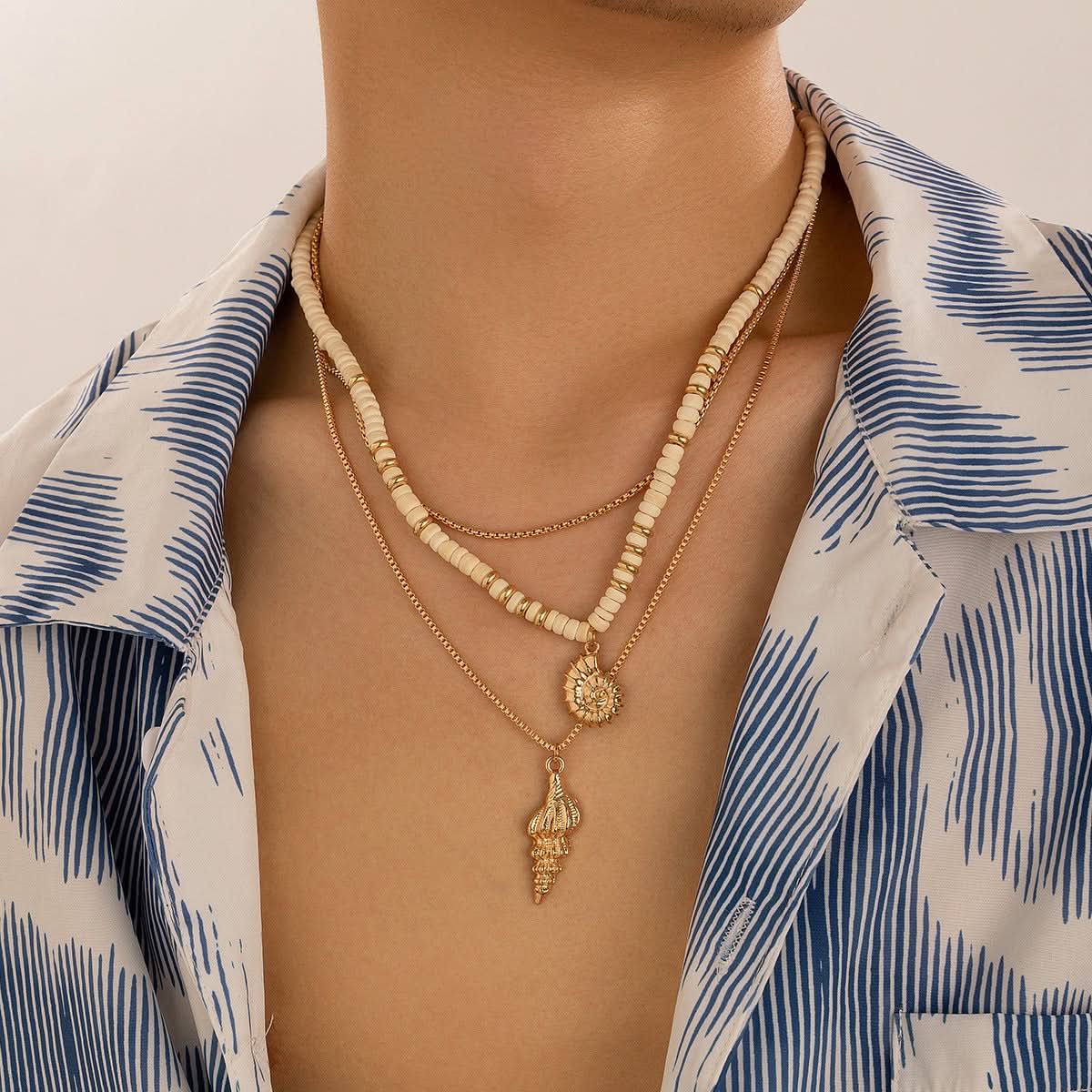 Men’s Beach Style Conch Necklace Set