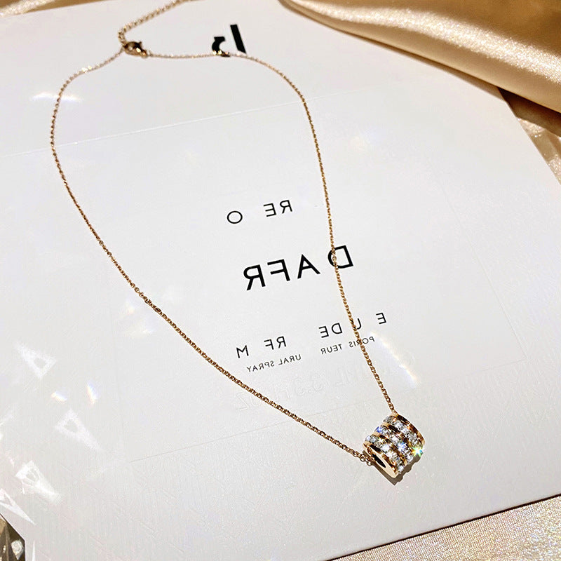 Luxury Diamond Necklace – Non-Fading Titanium Steel Clavicle Chain for Women
