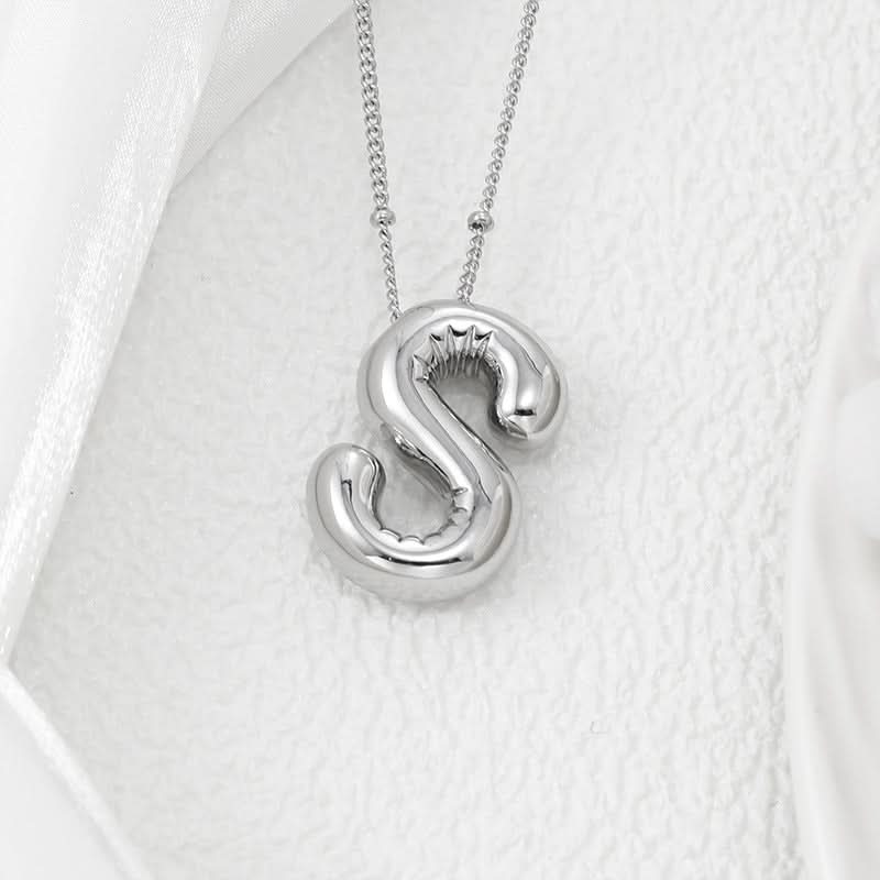 Silver-Plated Alphabet Pendant Necklace – Hip-Hop Style