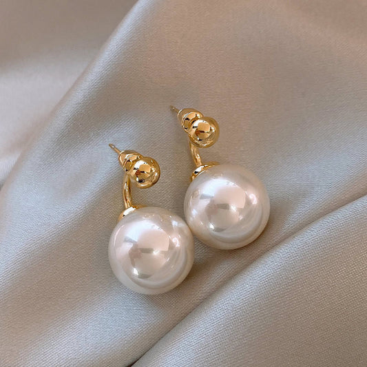 Korean Geometric Pearl Earrings for Women – Retro Silver Design