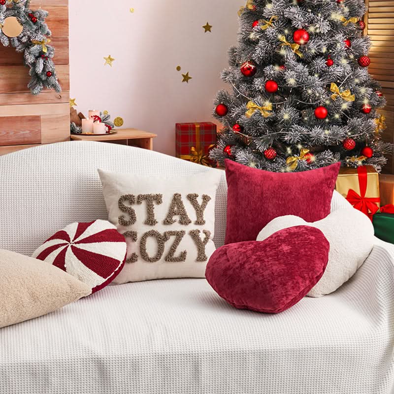 Christmas Red White Pillow Cover - 45x45cm