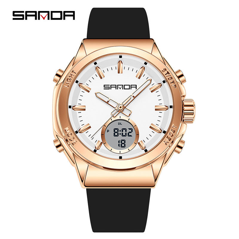 SANDA Youth Dual Display Sports Watch – Waterproof Multifunction Student Watch