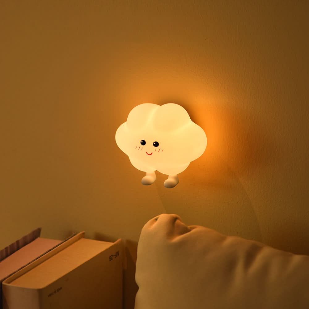 Cartoon Cloud & Moon Magnetic Night Light – Silicone Wall Lamp for Kid's Bedroom