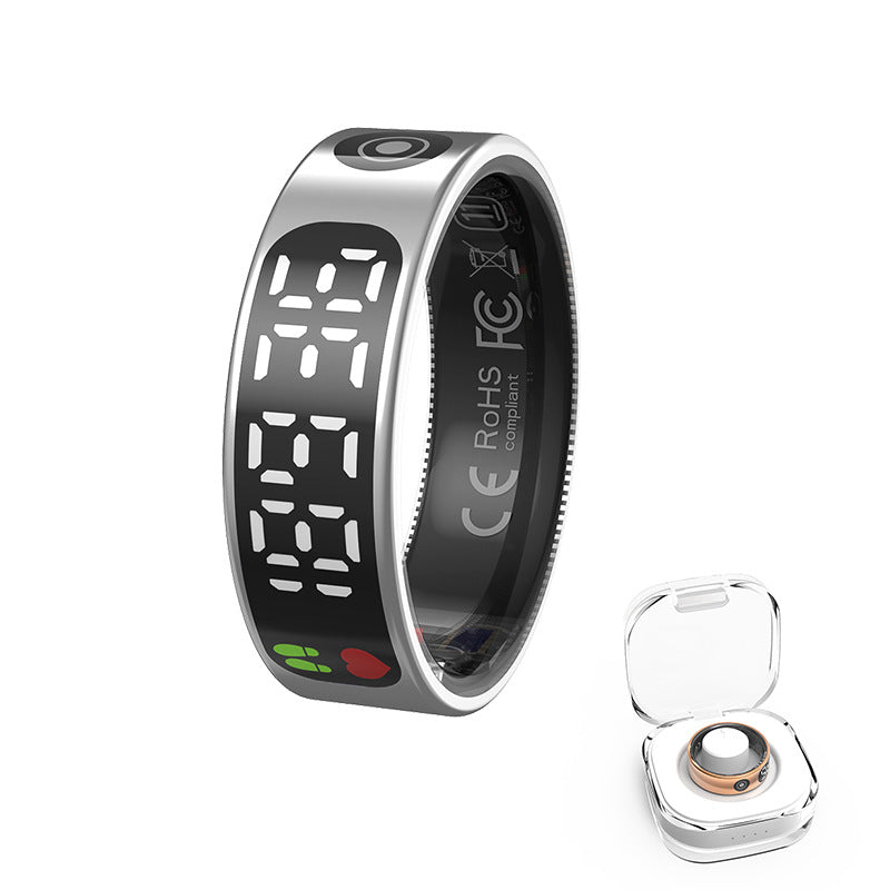 Smart Fitness Ring with Heart Rate, Sleep Monitor & Step Counter – Touch Screen for Android & iOS