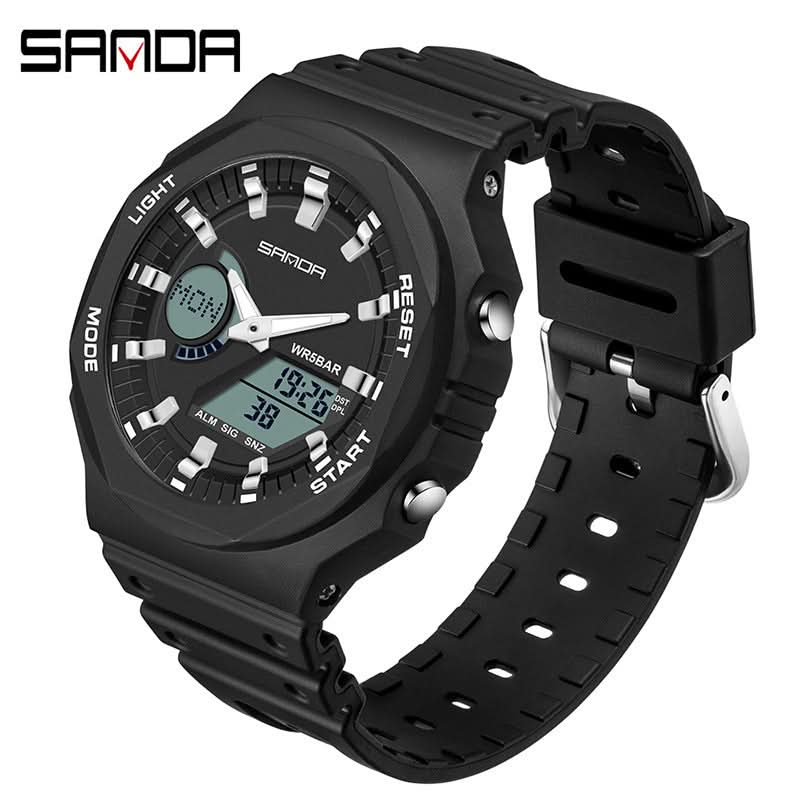 Men’s Dual Display Sports Watch – Waterproof, Multi-Functional Watch